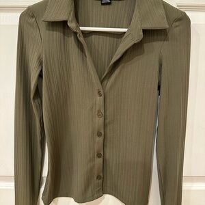 Sanctuary Sage Button-Down Ribbed Shirt